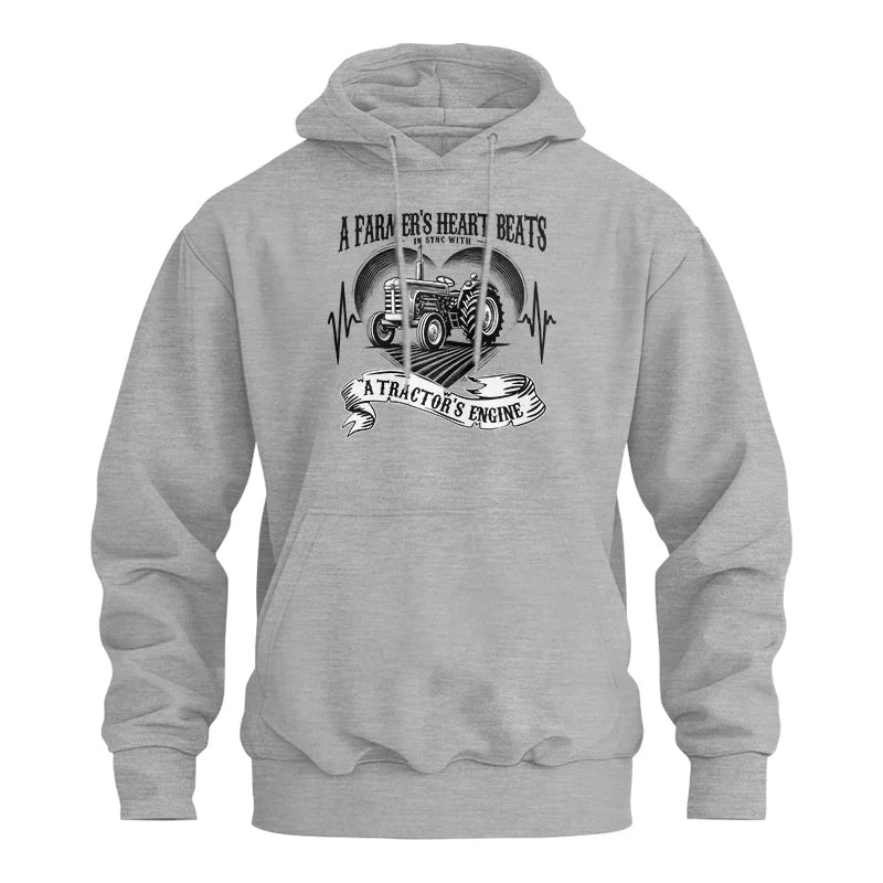 Image of A Farmer’s Heart Beats A Tractor’s Engine - Unisex Heavy Blend™ Hooded Sweatshirt