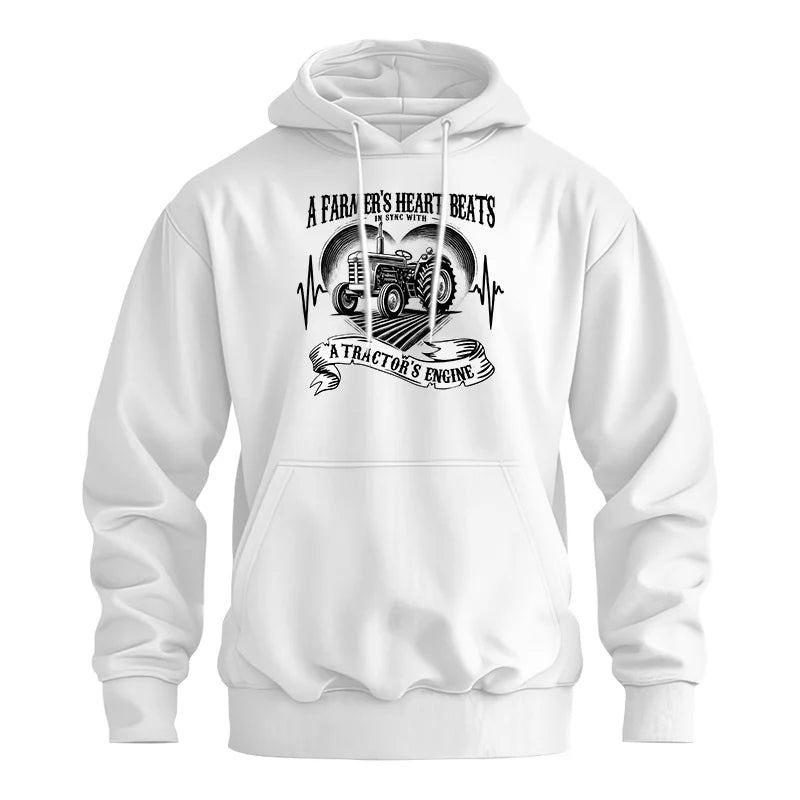 A Farmer’s Heart Beats A Tractor’s Engine - Unisex Heavy Blend™ Hooded Sweatshirt