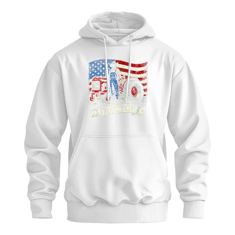 Red White And Tractor - Unisex Heavy Blend™ Hooded Sweatshirt