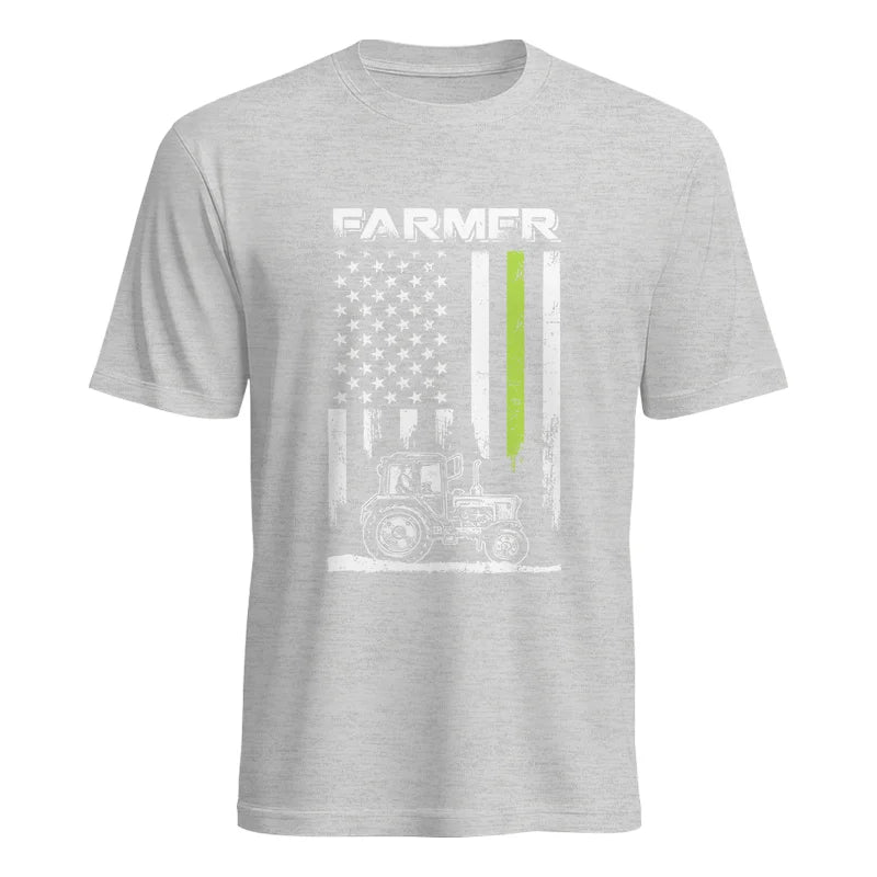 Farmer Tractor Patriotic American Flag - Unisex Heavy Cotton Tee