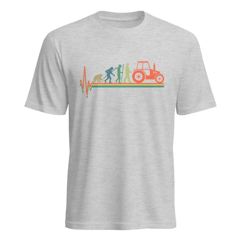 Heartbeat Evolution Farmer Tractor Agriculture Vintage - Unisex Heavy Cotton Tee