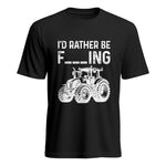 Funny I Would Rather Be Farming Tractor 2 - Unisex Heavy Cotton Tee