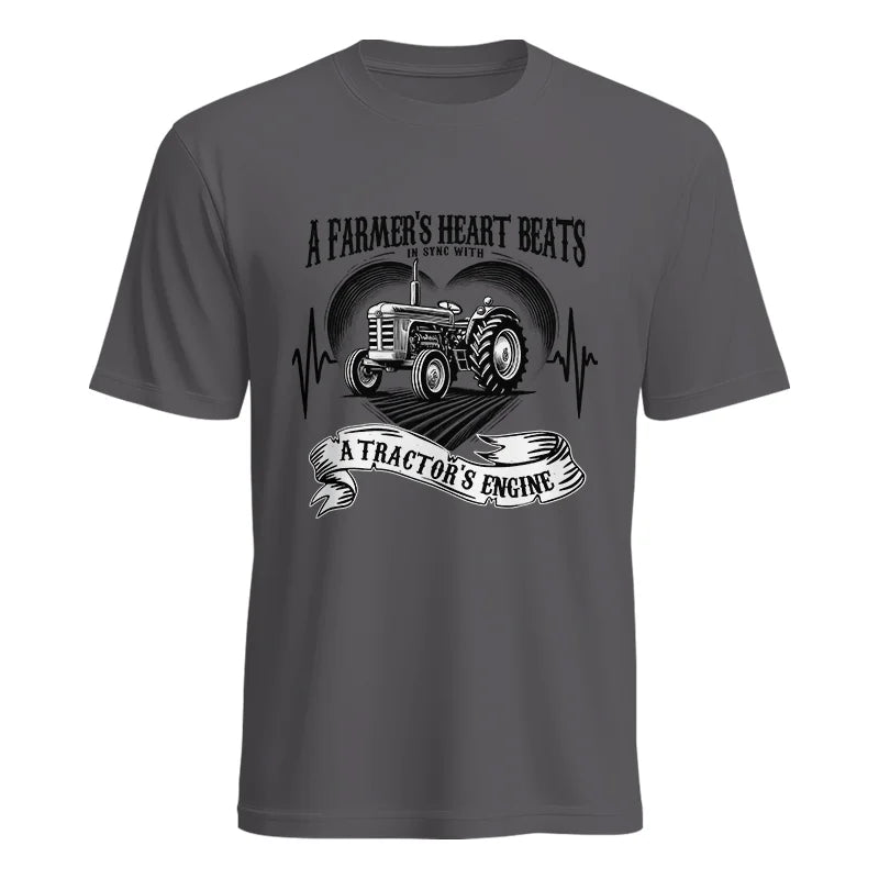 A Farmer’s Heart Beats A Tractor’s Engine - Unisex Heavy Cotton Tee