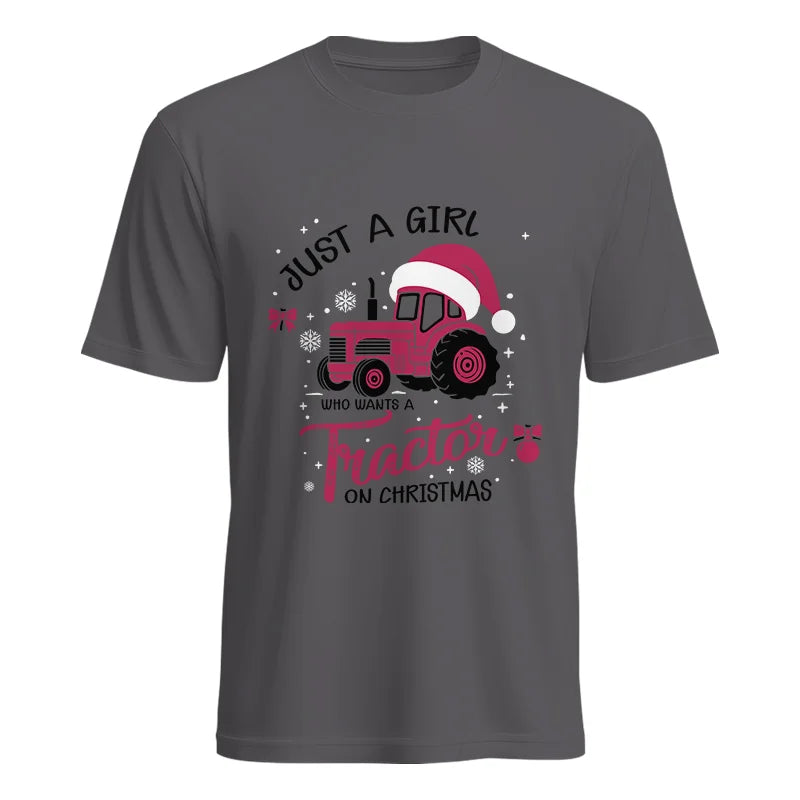 Just A Girl Who Want A Tractor On Christmas - Unisex Heavy Cotton Tee