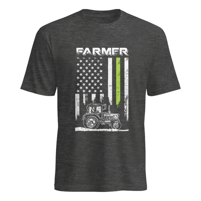 Farmer Tractor Patriotic American Flag - Unisex Heavy Cotton Tee