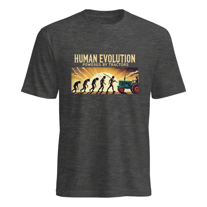 Image of Human Evolution Powered By Tractors - Unisex Heavy Cotton Tee