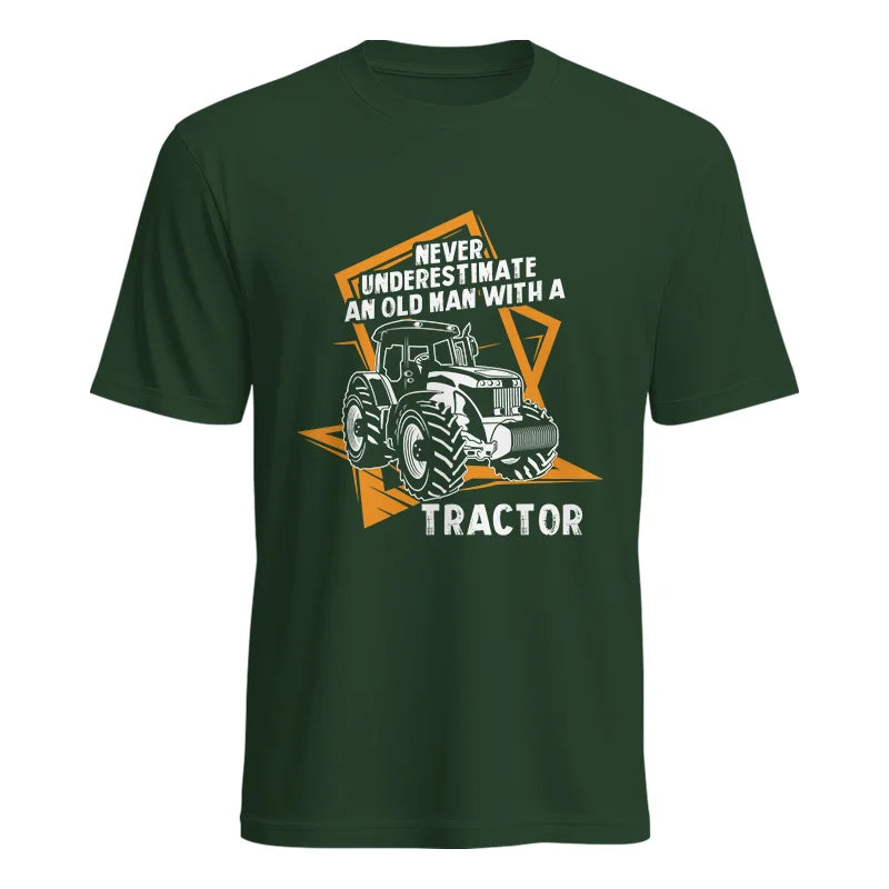 Never Underestimate An Old Man With A Tractor Farming Dad - Unisex Heavy Cotton Tee