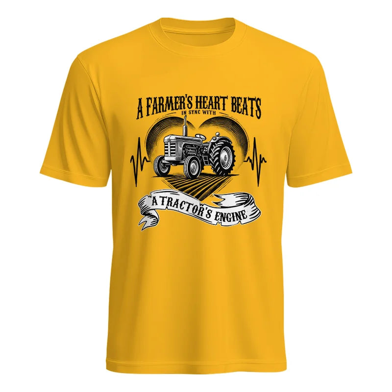 Image of A Farmer’s Heart Beats A Tractor’s Engine - Unisex Heavy Cotton Tee