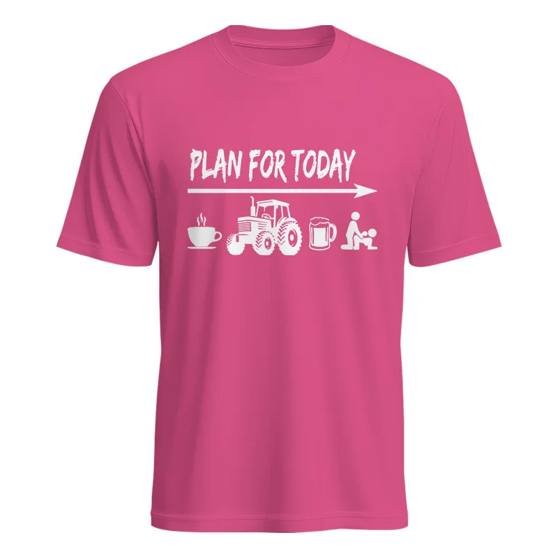 Image of Funny Farmer Plan For Today Coffee Tractor Beer Bed - Unisex Heavy Cotton Tee