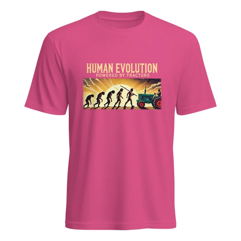 Human Evolution Powered By Tractors - Unisex Heavy Cotton Tee