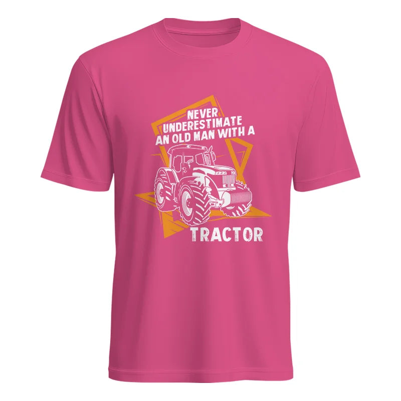 Image of Never Underestimate An Old Man With A Tractor Farming Dad - Unisex Heavy Cotton Tee