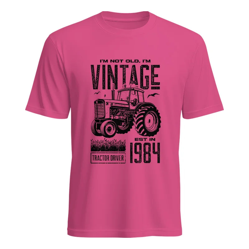 Vintage Tractor Farmer Birthday Born In 1984 1 - Unisex Heavy Cotton Tee