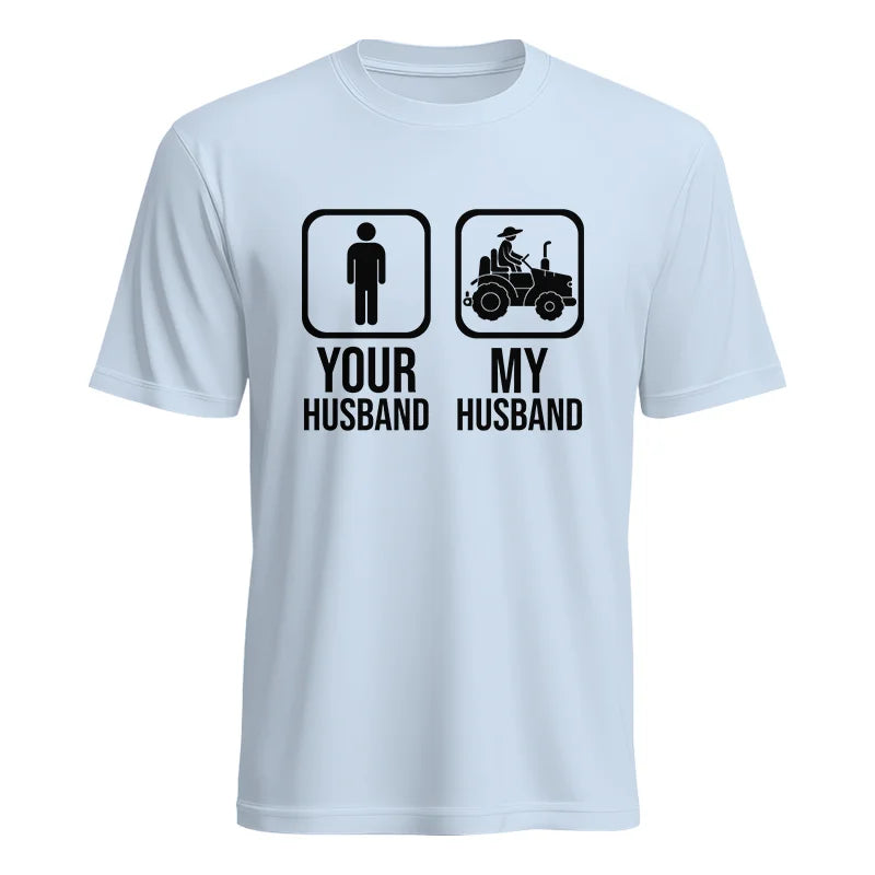 Image of My Husband Is Cooler Than Yours Funny Farm Tractor 2 - Unisex Heavy Cotton Tee