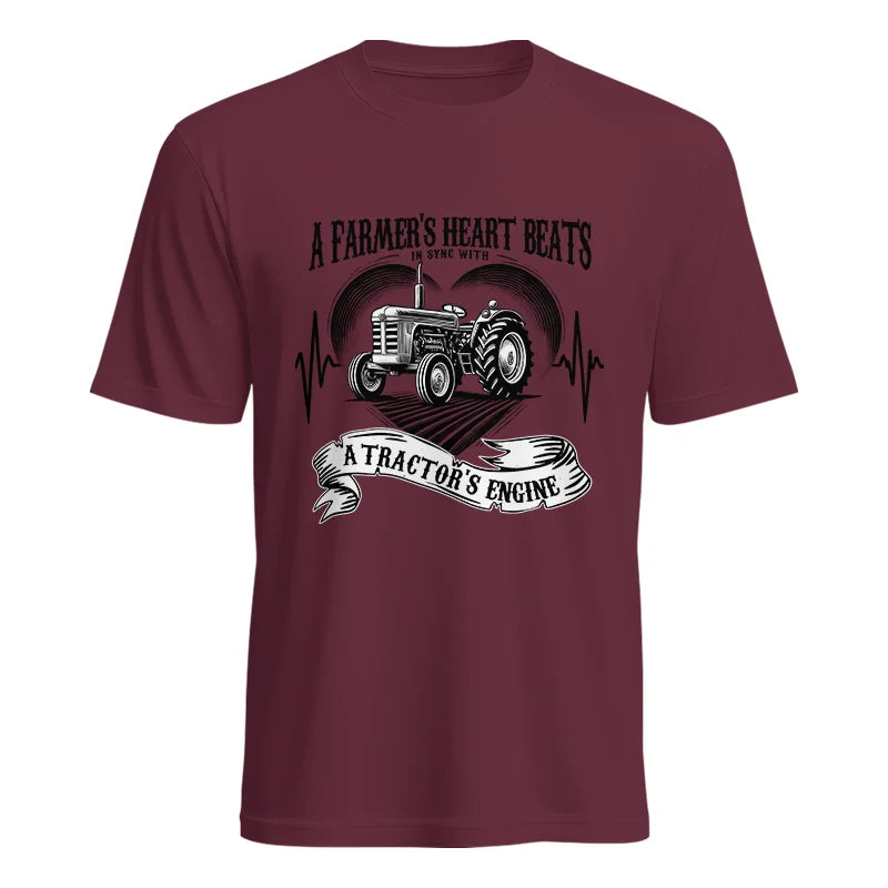 A Farmer’s Heart Beats A Tractor’s Engine - Unisex Heavy Cotton Tee