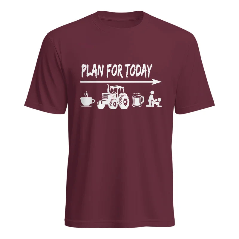 Funny Farmer Plan For Today Coffee Tractor Beer Bed - Unisex Heavy Cotton Tee