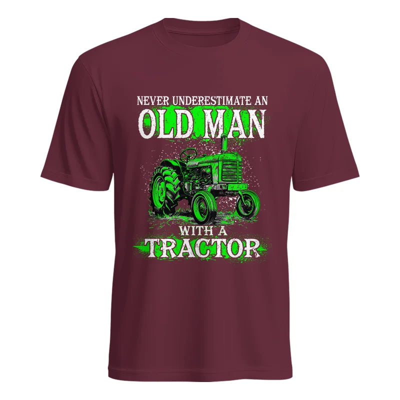 Image of Funny Quote Never Underestimate Old Man Tractor - Unisex Heavy Cotton Tee