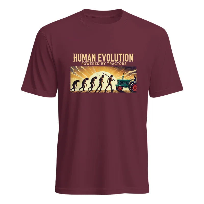 Image of Human Evolution Powered By Tractors - Unisex Heavy Cotton Tee