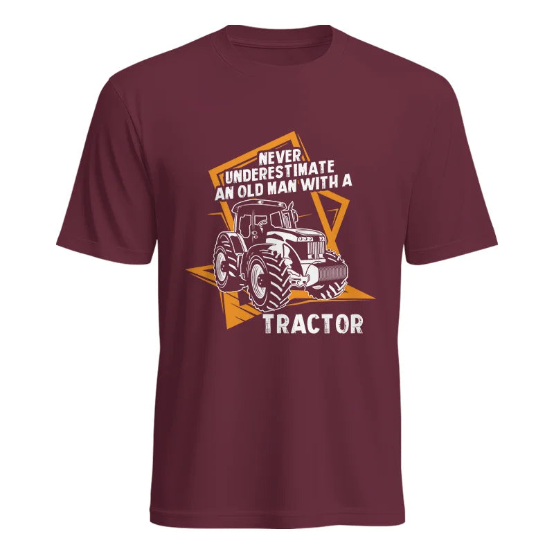 Image of Never Underestimate An Old Man With A Tractor Farming Dad - Unisex Heavy Cotton Tee