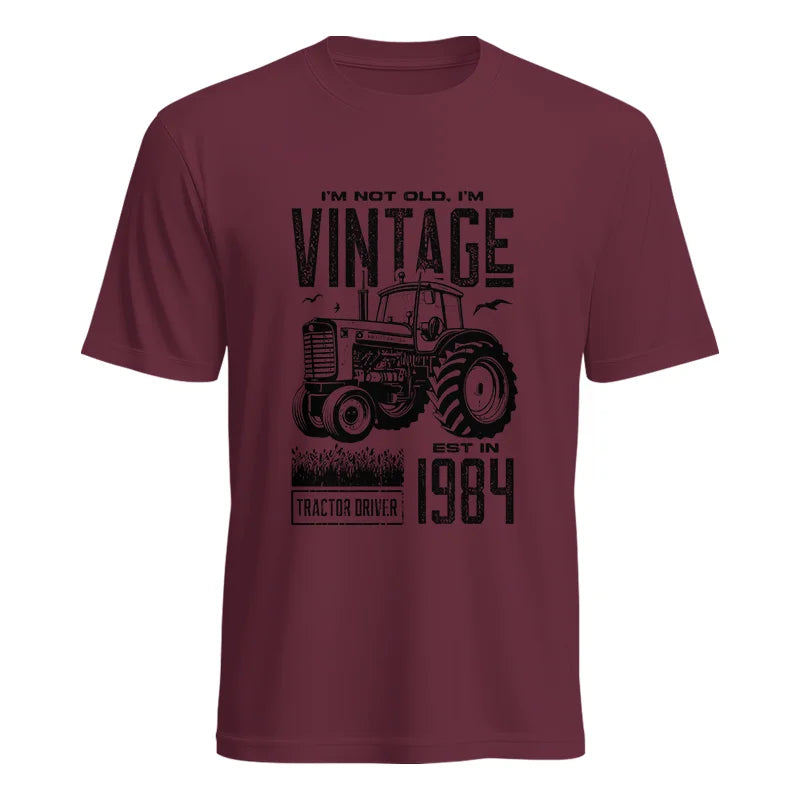 Vintage Tractor Farmer Birthday Born In 1984 1 - Unisex Heavy Cotton Tee