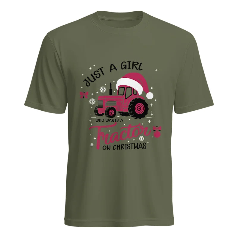 Just A Girl Who Want A Tractor On Christmas - Unisex Heavy Cotton Tee