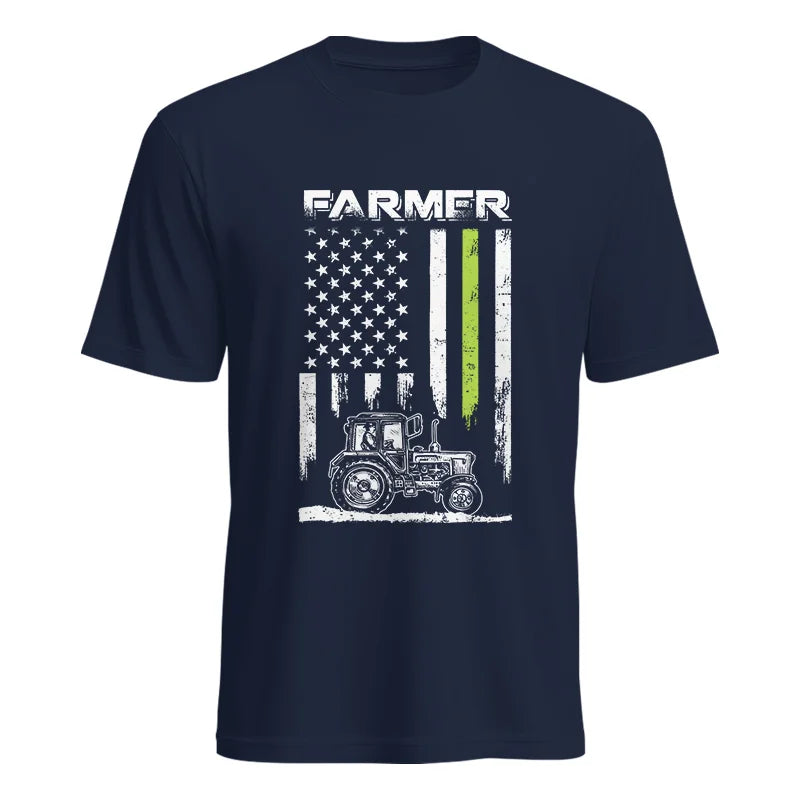 Farmer Tractor Patriotic American Flag - Unisex Heavy Cotton Tee