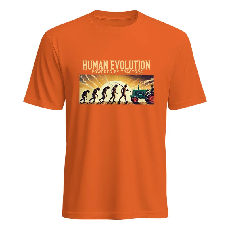 Human Evolution Powered By Tractors - Unisex Heavy Cotton Tee