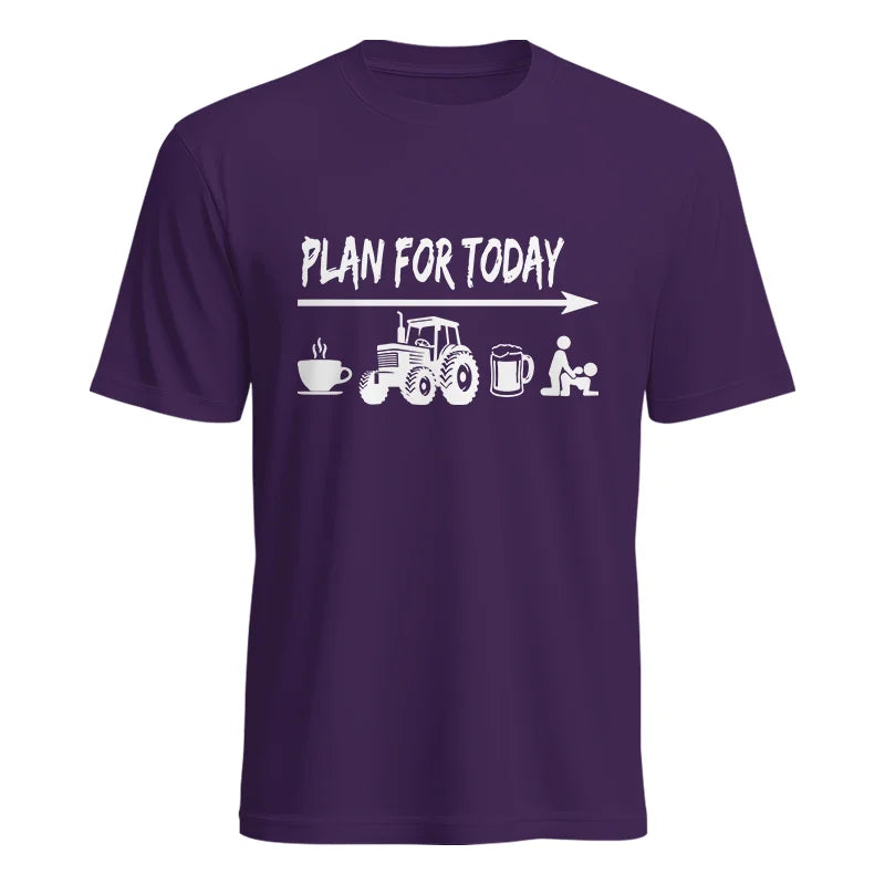 Funny Farmer Plan For Today Coffee Tractor Beer Bed - Unisex Heavy Cotton Tee