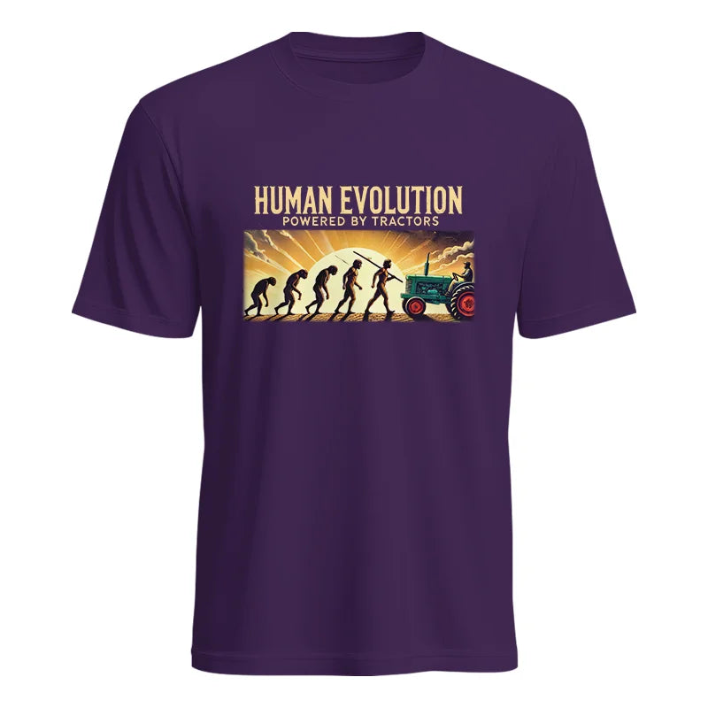 Human Evolution Powered By Tractors - Unisex Heavy Cotton Tee