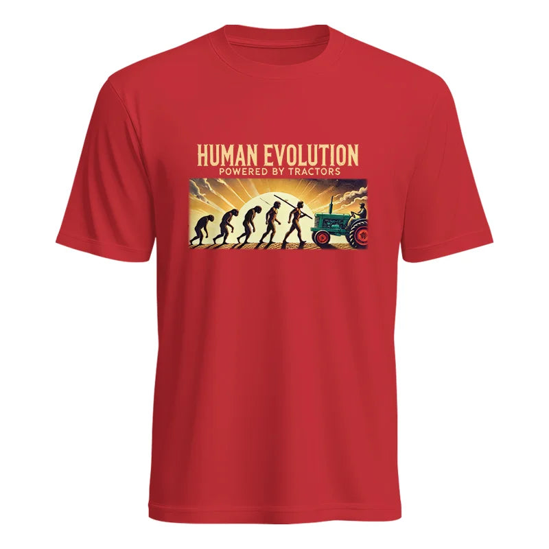 Image of Human Evolution Powered By Tractors - Unisex Heavy Cotton Tee