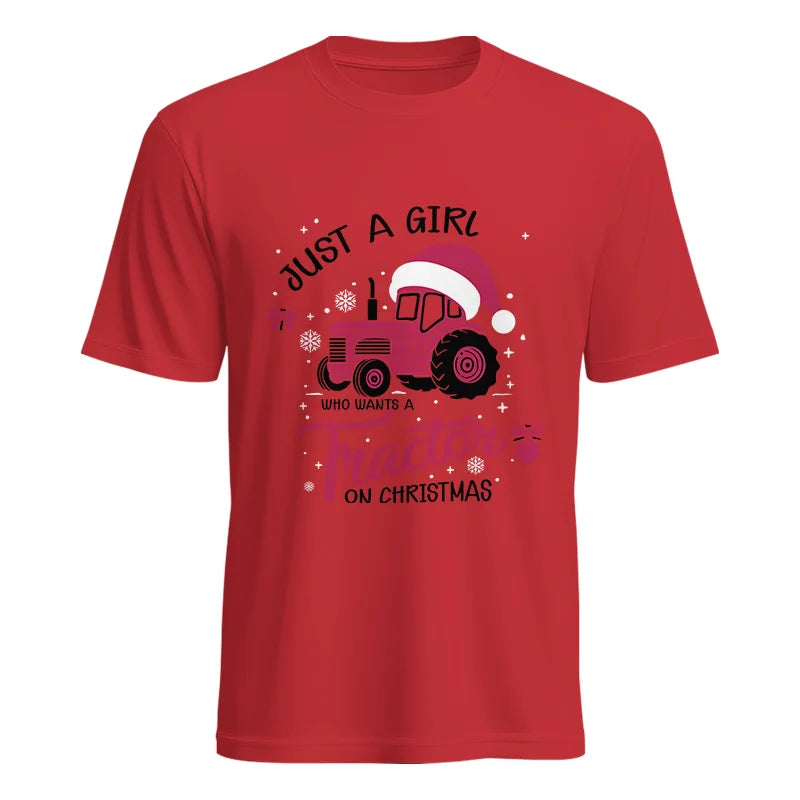 Just A Girl Who Want A Tractor On Christmas - Unisex Heavy Cotton Tee