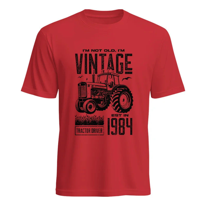 Vintage Tractor Farmer Birthday Born In 1984 1 - Unisex Heavy Cotton Tee