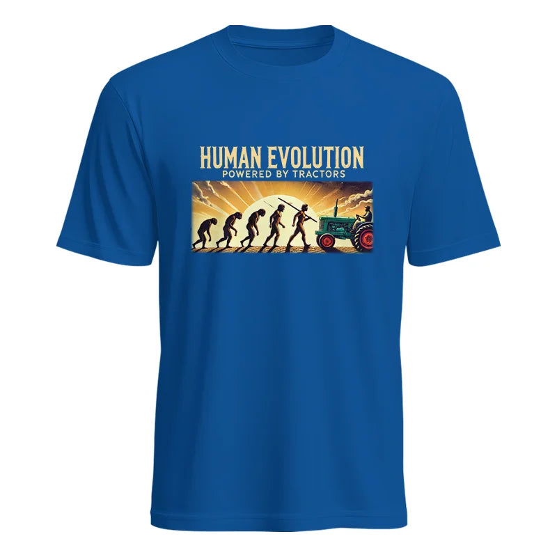 Human Evolution Powered By Tractors - Unisex Heavy Cotton Tee