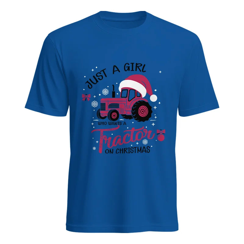 Image of Just A Girl Who Want A Tractor On Christmas - Unisex Heavy Cotton Tee