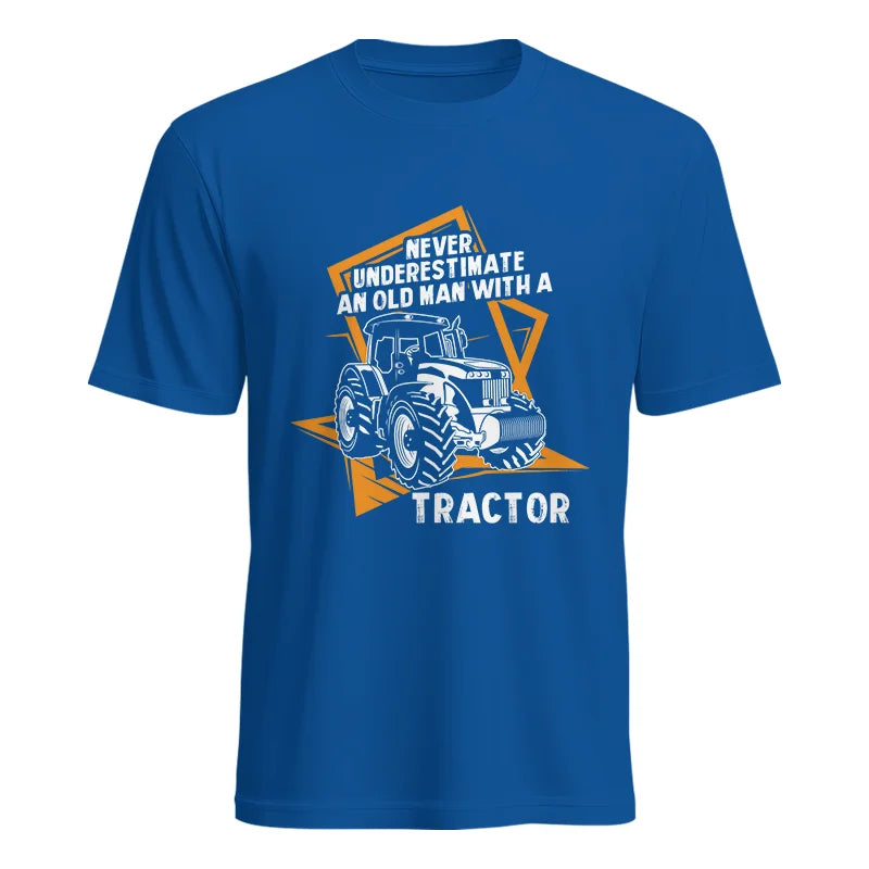 Never Underestimate An Old Man With A Tractor Farming Dad - Unisex Heavy Cotton Tee