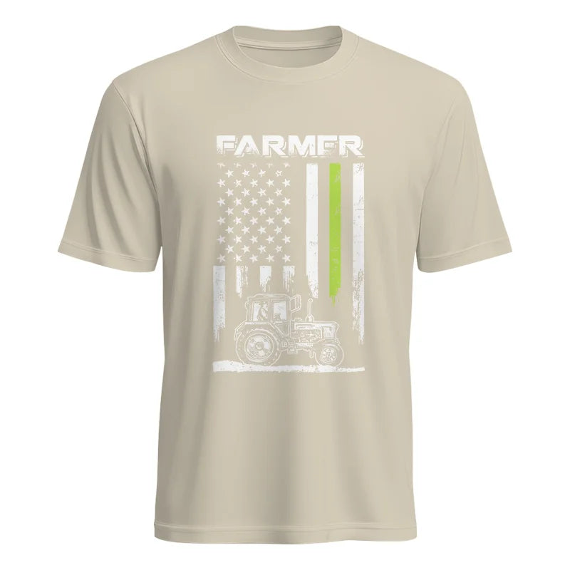 Farmer Tractor Patriotic American Flag - Unisex Heavy Cotton Tee