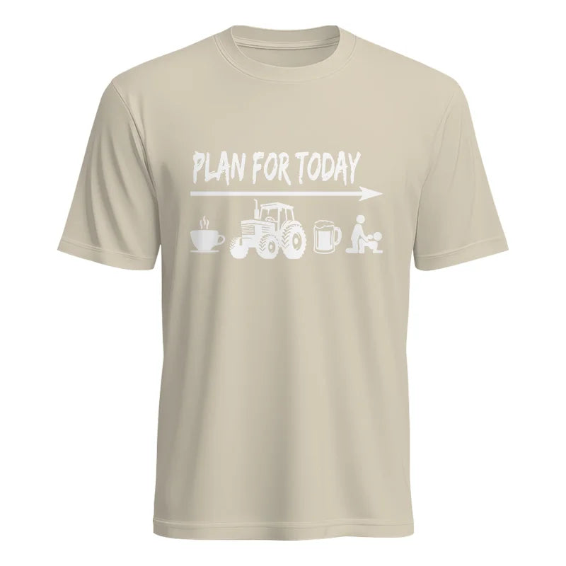 Image of Funny Farmer Plan For Today Coffee Tractor Beer Bed - Unisex Heavy Cotton Tee