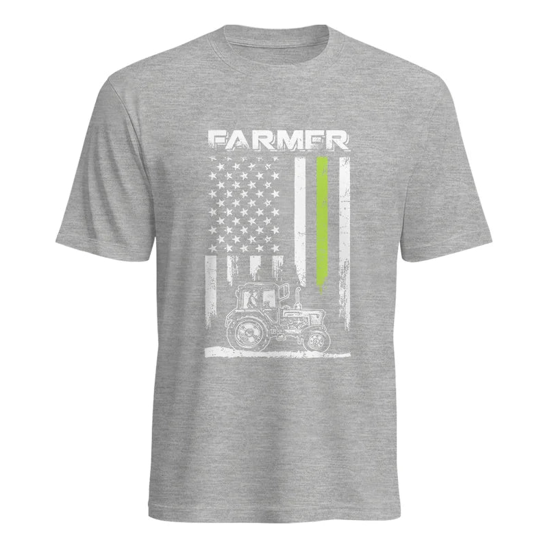 Farmer Tractor Patriotic American Flag - Unisex Heavy Cotton Tee