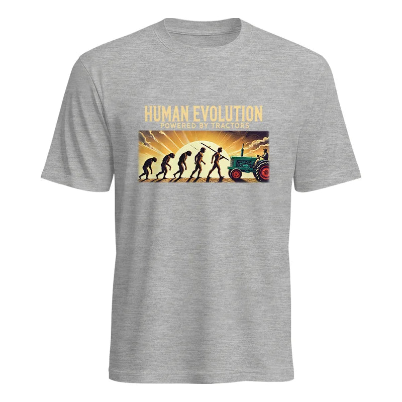 Human Evolution Powered By Tractors - Unisex Heavy Cotton Tee