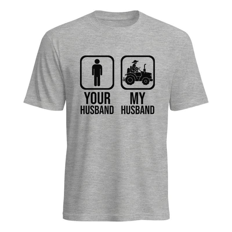 Image of My Husband Is Cooler Than Yours Funny Farm Tractor 2 - Unisex Heavy Cotton Tee