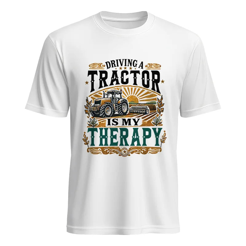 Driving A Tractor Is My Therapy - Unisex Heavy Cotton Tee