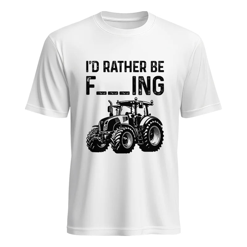 Image of Funny I Would Rather Be Farming Tractor 1 - Unisex Heavy Cotton Tee