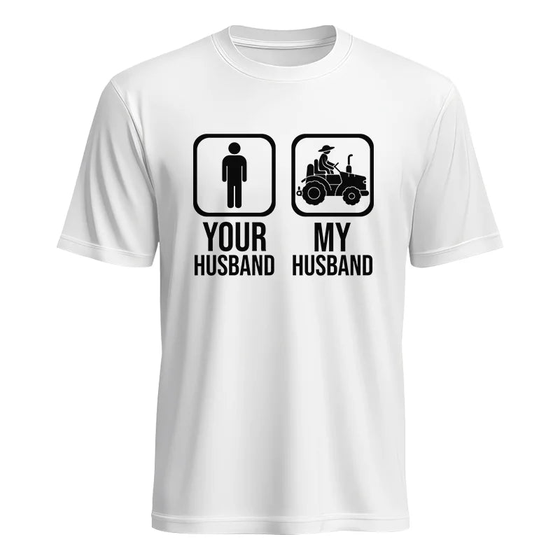 Image of My Husband Is Cooler Than Yours Funny Farm Tractor 2 - Unisex Heavy Cotton Tee