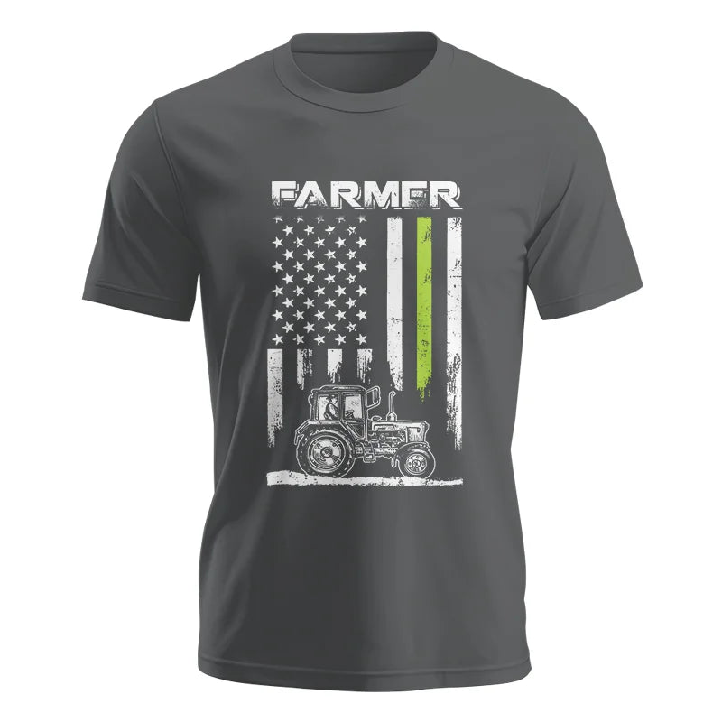 Image of Farmer Tractor Patriotic American Flag - Unisex Jersey Short Sleeve Tee