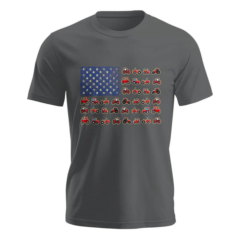 Farming Tractor Vintage Patriotic American Flag - Unisex Jersey Short Sleeve Tee