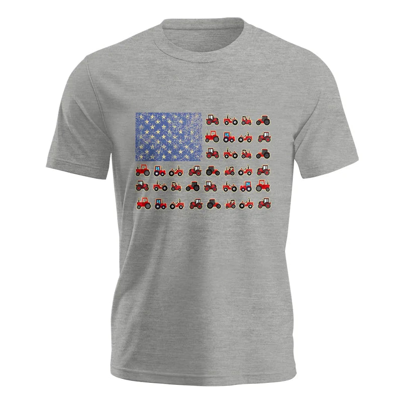 Farming Tractor Vintage Patriotic American Flag - Unisex Jersey Short Sleeve Tee