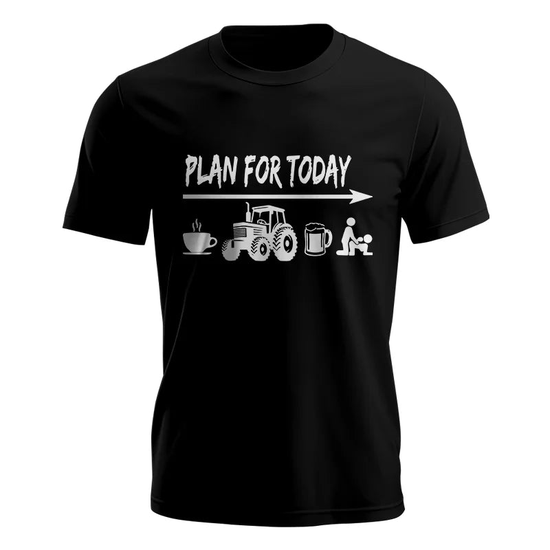 Image of Funny Farmer Plan For Today Coffee Tractor Beer Bed - Unisex Jersey Short Sleeve Tee