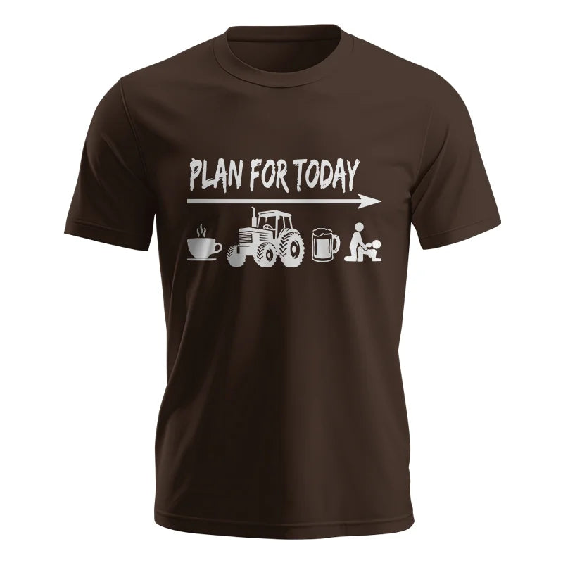 Funny Farmer Plan For Today Coffee Tractor Beer Bed - Unisex Jersey Short Sleeve Tee