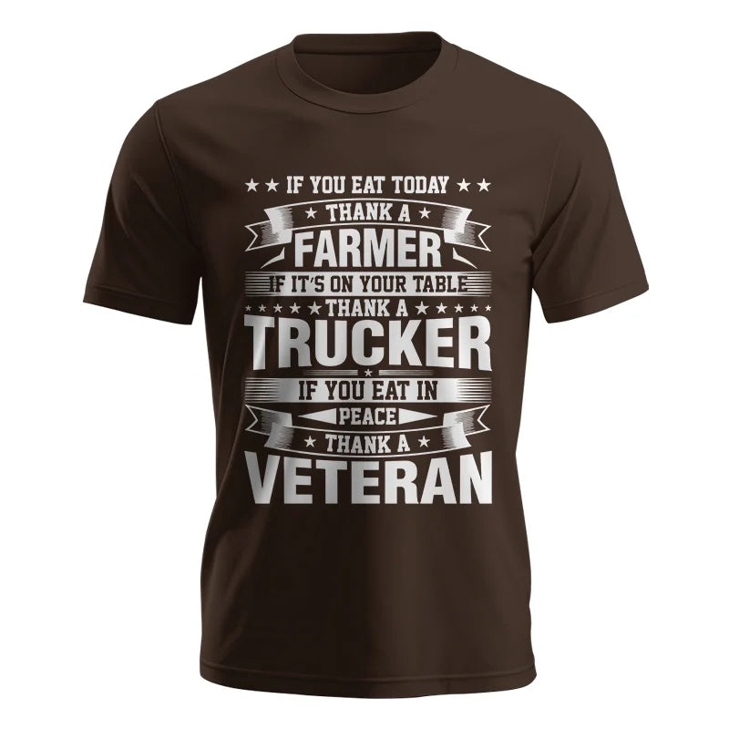 Image of Thank a Farmer Thank a Trucker Thank a Veteran Appreciation - Unisex Jersey Short Sleeve Tee