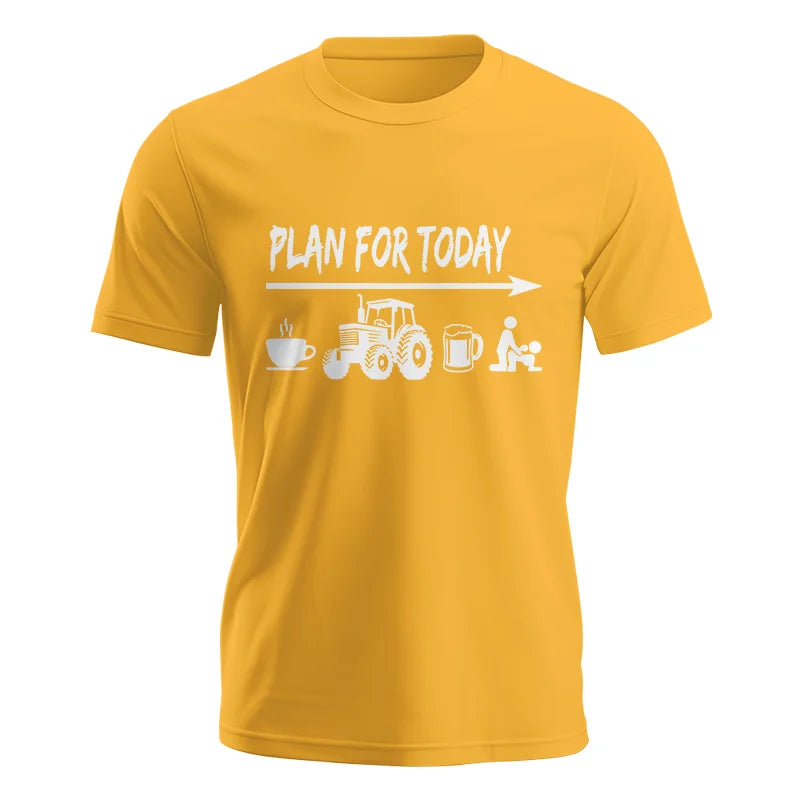 Funny Farmer Plan For Today Coffee Tractor Beer Bed - Unisex Jersey Short Sleeve Tee