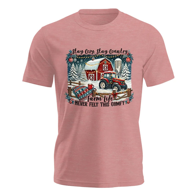 Image of Stay Cozy_Stay Country_Farm Life Never Felt This Comfy 3 - Unisex Jersey Short Sleeve Tee